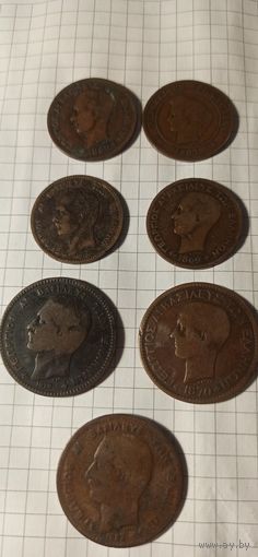 Греция 19 век(6 монет _1 франция)