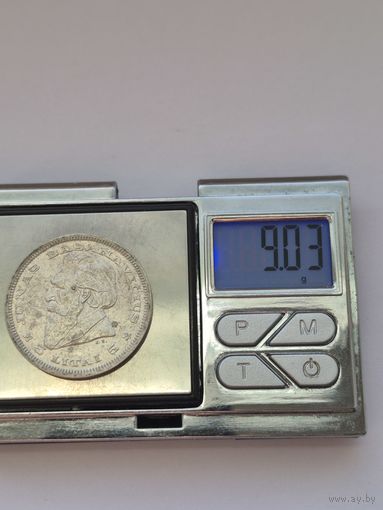 5 лит 1936 года. Литва, Первая Республика (1925 - 1938). Серебро 750. Монета не чищена. Sm45452.