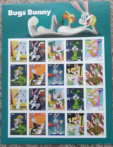 2020 Комиксы - 80-летие Багса Банни ( самоклеющиеся, вечные марки) - США