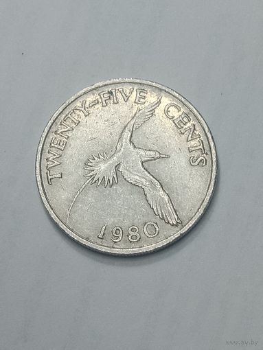 Бермудские острова 25 центов 1980 года .