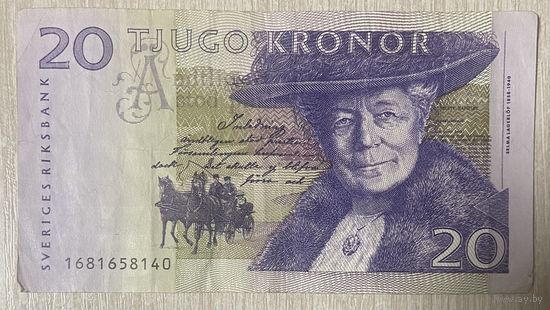Банкнота Швеция 20 крон 2003 год. Шведская писательница Сельма Лагерлёф