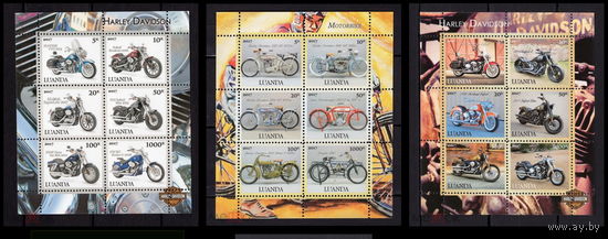 Серия блоков АВТОМОБИЛИ мотоциклы ТЕХНИКА  MNH