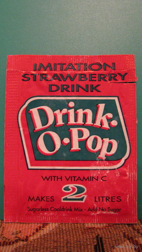 Этикетка от растворимого напитка Drink-O-Pop (клубничный).