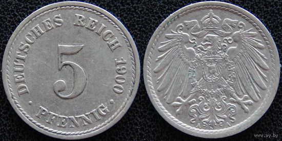 YS: Германия, Рейх, 5 пфеннигов 1900A, KM# 11 (2)