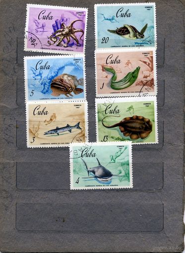 КУБА, 1967, ИХТИОФАУНА, Чемпион по подводной охоте, Серия 7м гашен