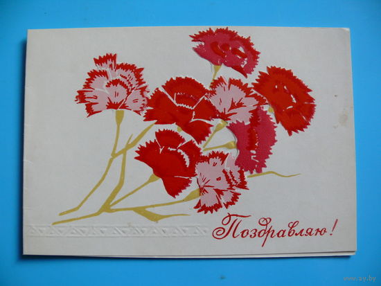 Поздравляю! 1969, двойная, подписана (Пинская типография).