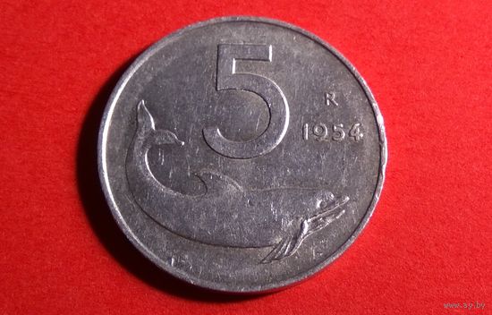 5 лир 1954. Италия.