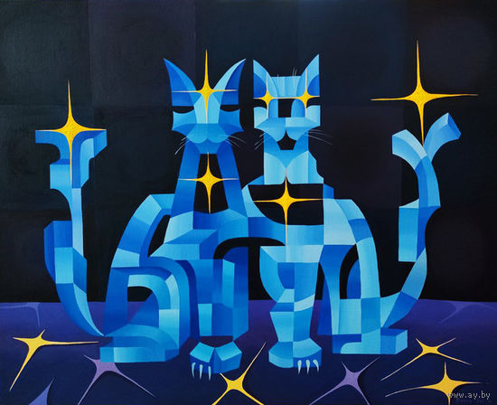 Картина маслом "Близнецы" (Коты)