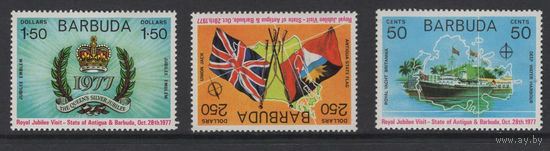 Барбуда 1977 ** Королевский визит, серия 3 марки, Британские колонии