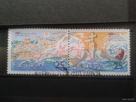 Португалия, 1987. 500 лет путешествия Бартоломеу Диаса. Пара А. Mi-2,50 евро гаш.
