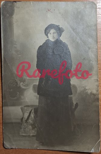 1916 Открыточный формат дама ретро типажи студийное фото г. Москва