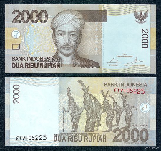 Индонезия 2000 рупий 2016 год, UNC