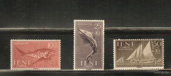 Ифни-1958(Мих.178-180),  ** (1 м - *),   Морская   Фауна , Рыбы  (полная серия)