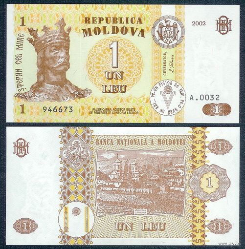 Молдавия (Молдова) 1 лей 2002 год, UNC