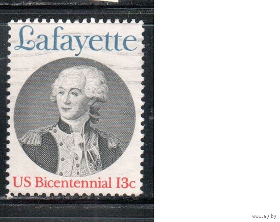 США-1977, (Мих.1304) , гаш.   , 200-лет США, Генерал Лафайет(одиночка)
