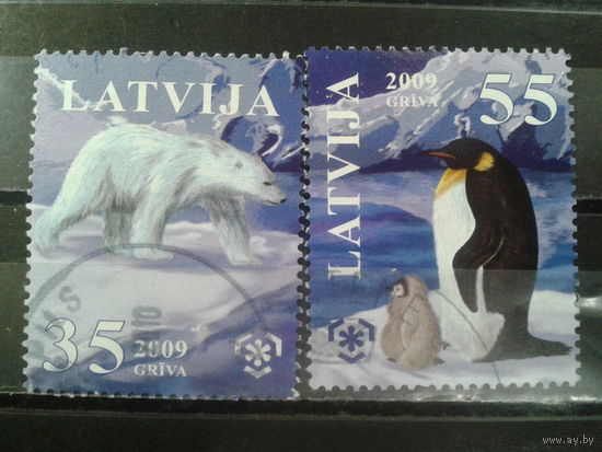 Латвия, 2009. Защита полярных регионов и ледников, марки из блока, полная серия