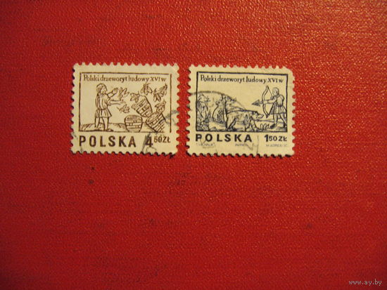 Марка резьба по дереву 1974 год Польша