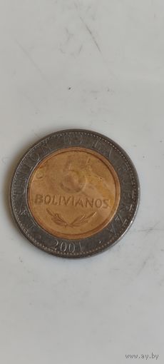 Боливия 5 боливианос 2001