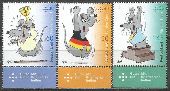 Германия. Комиксы. Спортивные благотворительные марки. 2014г. Mi#3075-77. Серия.