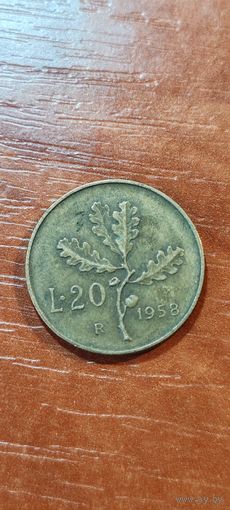 Италия 20 лир 1958