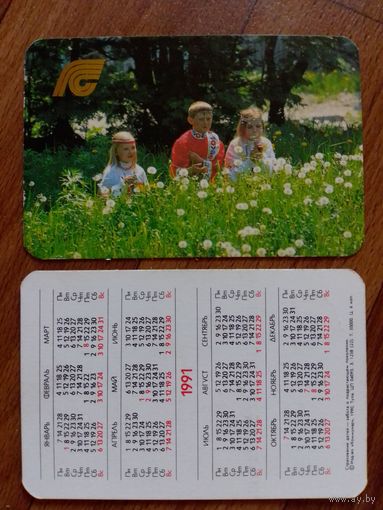 Карманный календарик. Страхование.1991 год