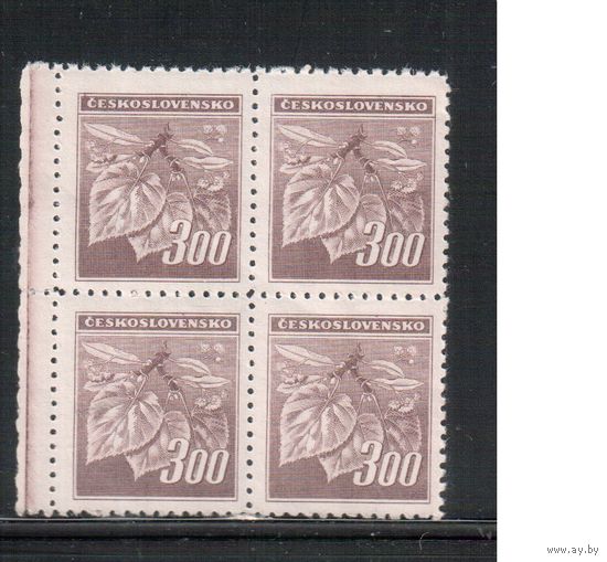 Чехословакия-1945,(Мих.430)  **  , Стандарт, Флора, Липа, кв.бл.,