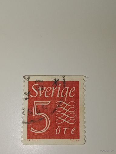 Марка Швеция 1961 год почтовая марка Швеции номиналом 5 эре.