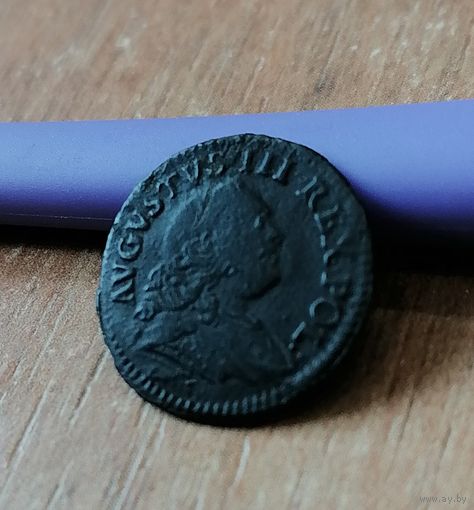 1/2 грошей 1751 года. Август III. Редкая. Р, с рубля, три дня