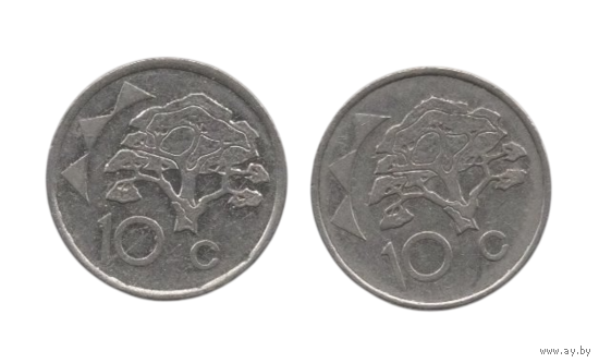 Республика Намибия. 10 центов 1993 1996. Верблюжья акация. Цена за одну монету.