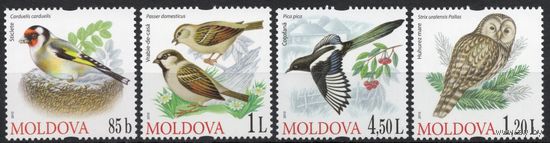 Молдова 2010. Фауна. Сова, синица, сорока, воробей. 4 марки (382)