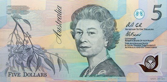 Австралия 5 долларов образца 1992 года UNC p50a(2) зеленый номер