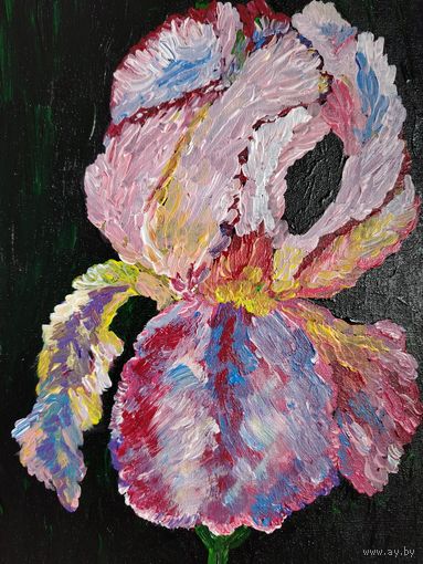 Картина авторская Ирис, холст на картоне, акрил, 20*30