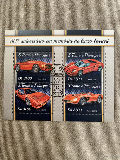 Сан Томе и Принсипи 2018. Автомобили Ferrari. Малый лист