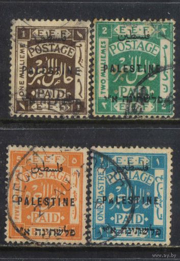 GB Палестина Гражданская администрация при британском военном комиссаре 1921 Надп на марках Египетской экспедиционной армии #26,27,30,31