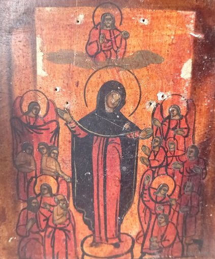 Икона Всех Скорбящих Радость. XIX. 19 век. Письмо. 21,5 х 17 см. Старинная икона Богородицы