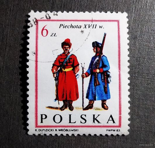 Марка Польша 1983 год Пехота XVII век