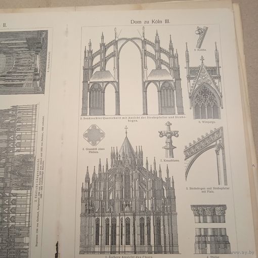 Dom zu Koln Энциклопедическая гравюра конец 19в. Германия.   31х24см