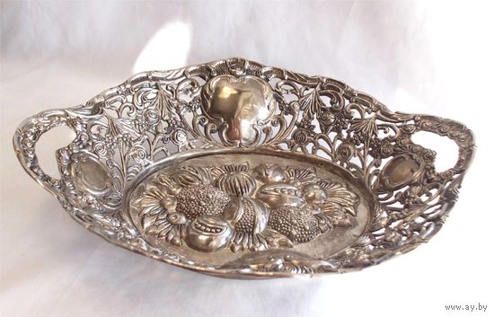 Конфетница Фруктовница 31 х 27 Фрукты Серебрение 01