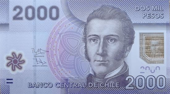 Werty71 Чили 2000 песо 2016 UNC банкнота