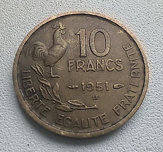Франция 10 Франков, 1951 "B" - Бомон-ле-Роже  6-11-2