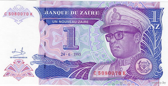 Заир, 1 заир, 1993 г., UNC
