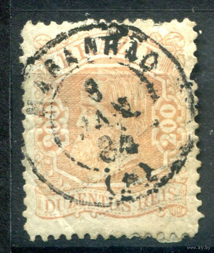 Бразильская Империя - 1882/83г. - император Педру II, 200 R - 1 марка - гашёная [Mi A 52]. #4-W1-115-A-1