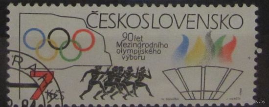 Марки Чегословакия  1984. 90-летие ОИ. Спорт. Серия из 1 марки.
