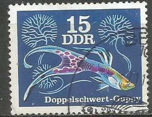 ГДР. Аквариумные рыбки. Гуппи. 1976г. Mi#2177.