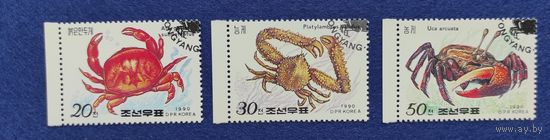 КНДР, 1990, Морская фауна, крабы.