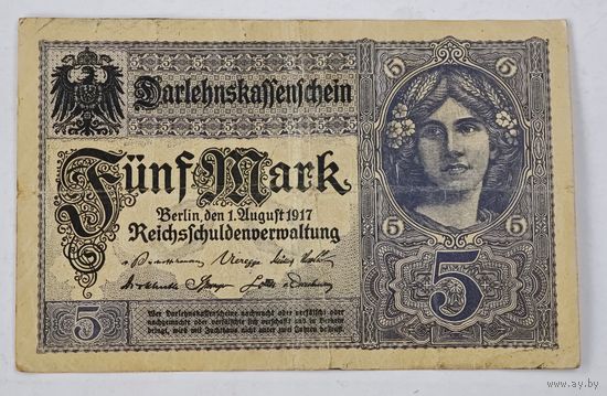 1917 год Германия 5 марок
