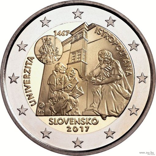 2 евро 2017 Словакия 550 лет Истрополитанский университет UNC из ролла