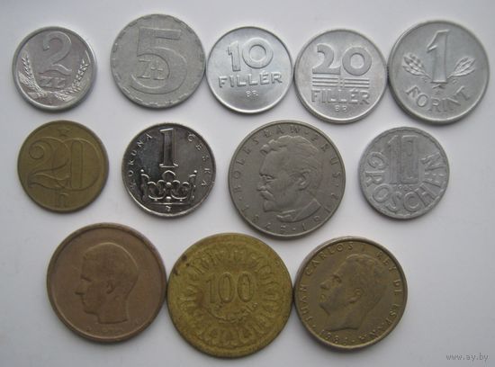 Монеты разных стран разных годов ( с 1960 по 1994гг. )-12 шт.