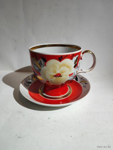Большая чайная пара. Мальва. Роспись. ЗКХ Полонное .