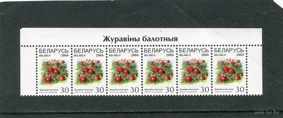 Беларусь 2004. Стандарт. Ягоды. Клюква болотная. Верхняя сцепка листа
